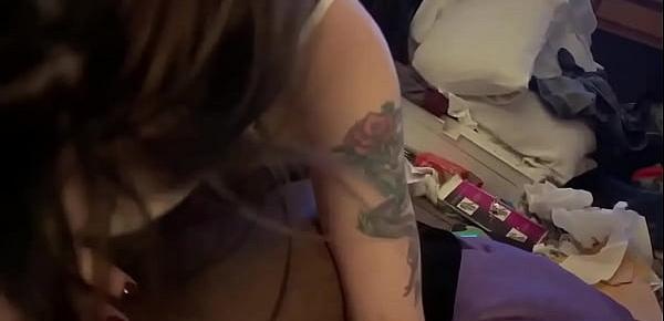  Pretty Tattoo girl in knee high socks gets creamy facial